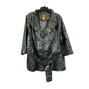 Ruby Rd. Women's Slithering Metallic Silver Cardigan